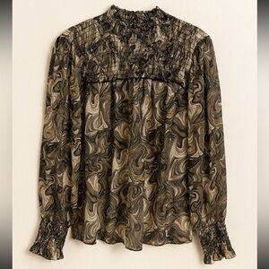 Haver London Multicolor Print Smocked Blouse-Size L NWT